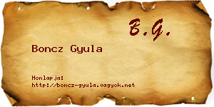 Boncz Gyula névjegykártya